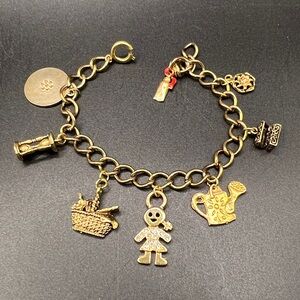 Vintage Gold Tone Charm Bracelet